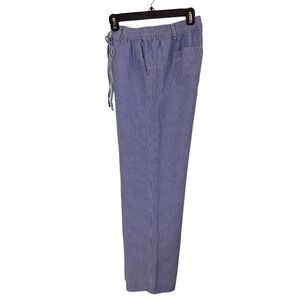 Talbots The Easy Drawstring Blue White Striped Linen Blend Pants Size 8P